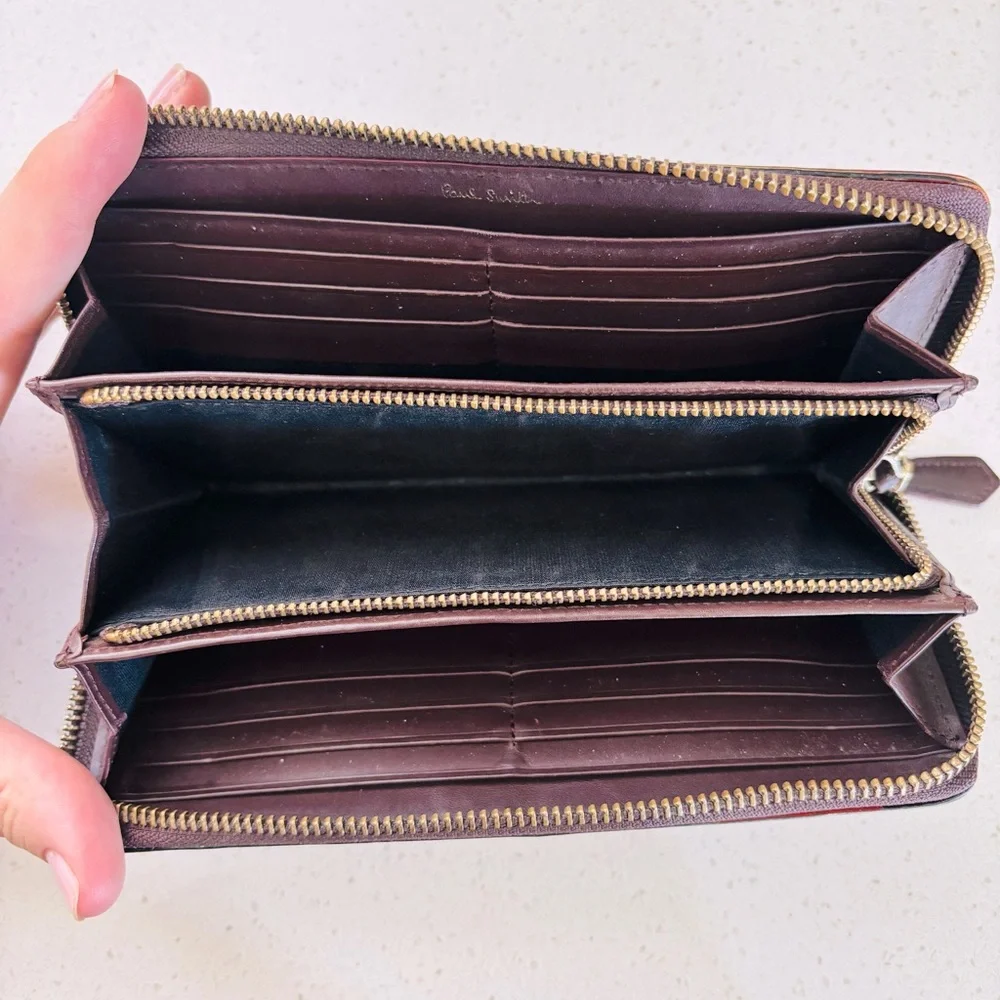 Paul Smith Authentic Leather long wallet‎ artist stripe wine red Men’s